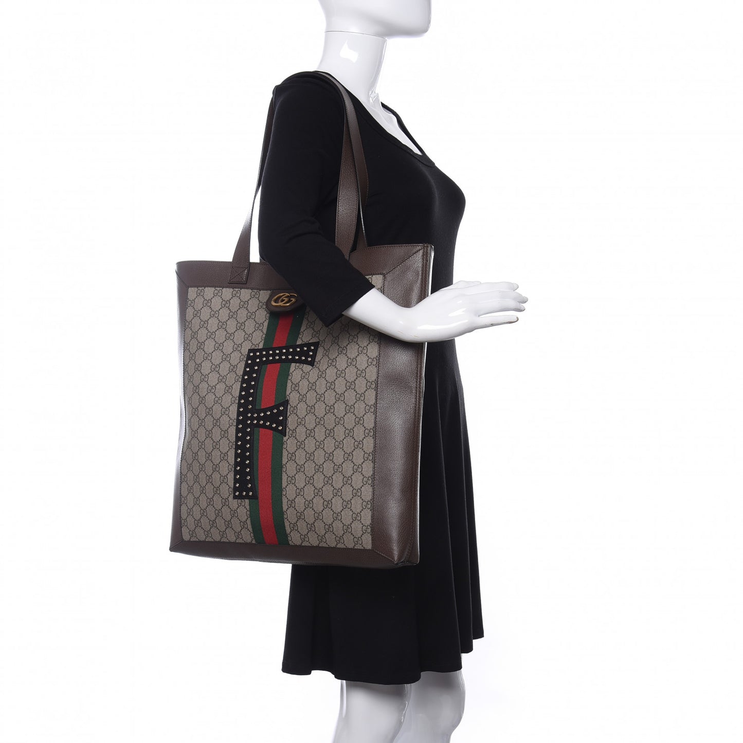 GG Supreme Monogram Web Large DIY Ophidia Vertical Shopping Tote Brown