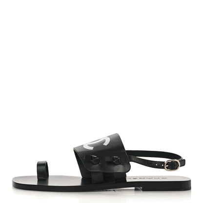 Chanel Goatskin CC Sandals 36 Black 1 of 8