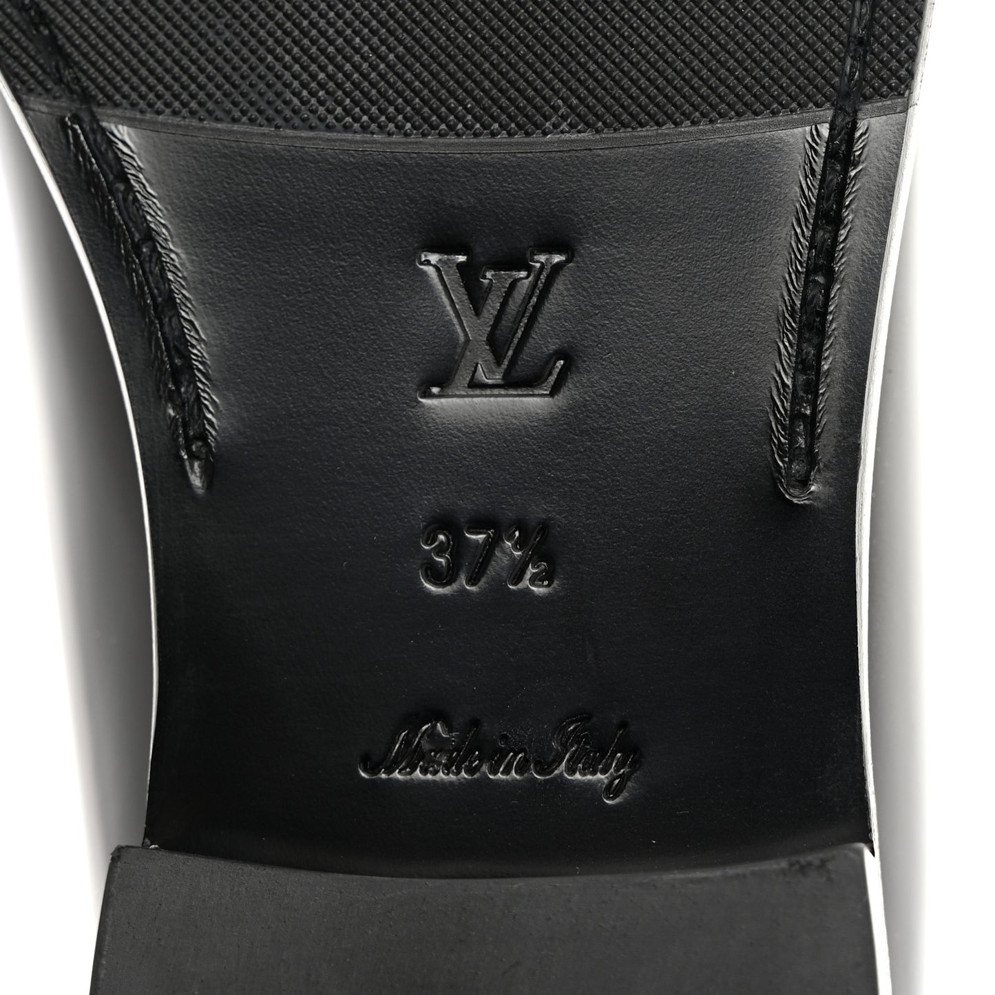 Glazed Calfskin Chess Flat Loafer 37.5 Black