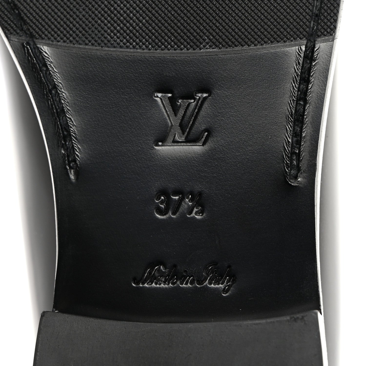Louis Vuitton Glazed Calfskin Chess Flat Loafer 37.5 Black 6 of 9