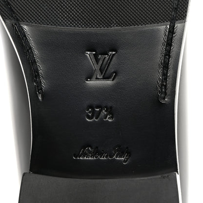 Louis Vuitton Glazed Calfskin Chess Flat Loafer 37.5 Black 6 of 9