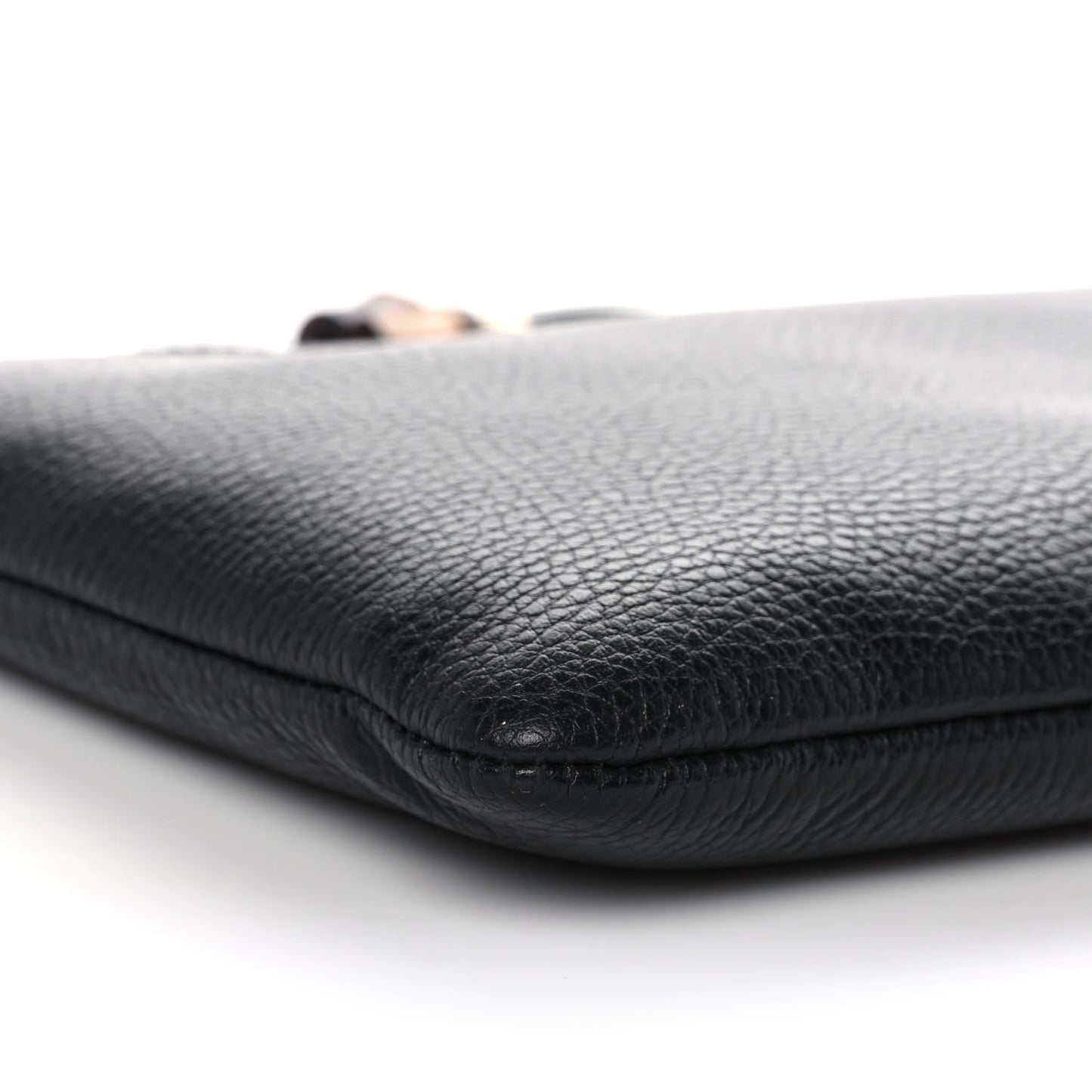 Pebbled Calfskin Large Bamboo Clutch Black