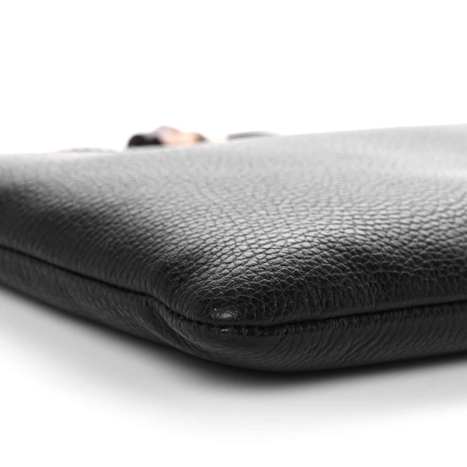 Gucci Pebbled Calfskin Large Bamboo Clutch Black 8 of 10