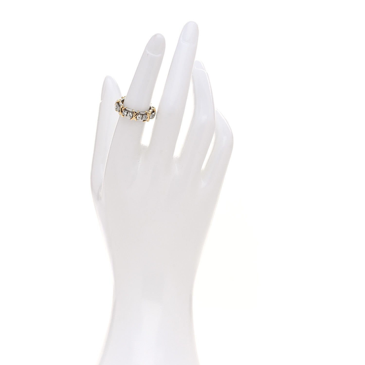 Tiffany Platinum 18K Yellow Gold Diamond Schlumberger Sixteen Stone Ring 52 6 2 of 6