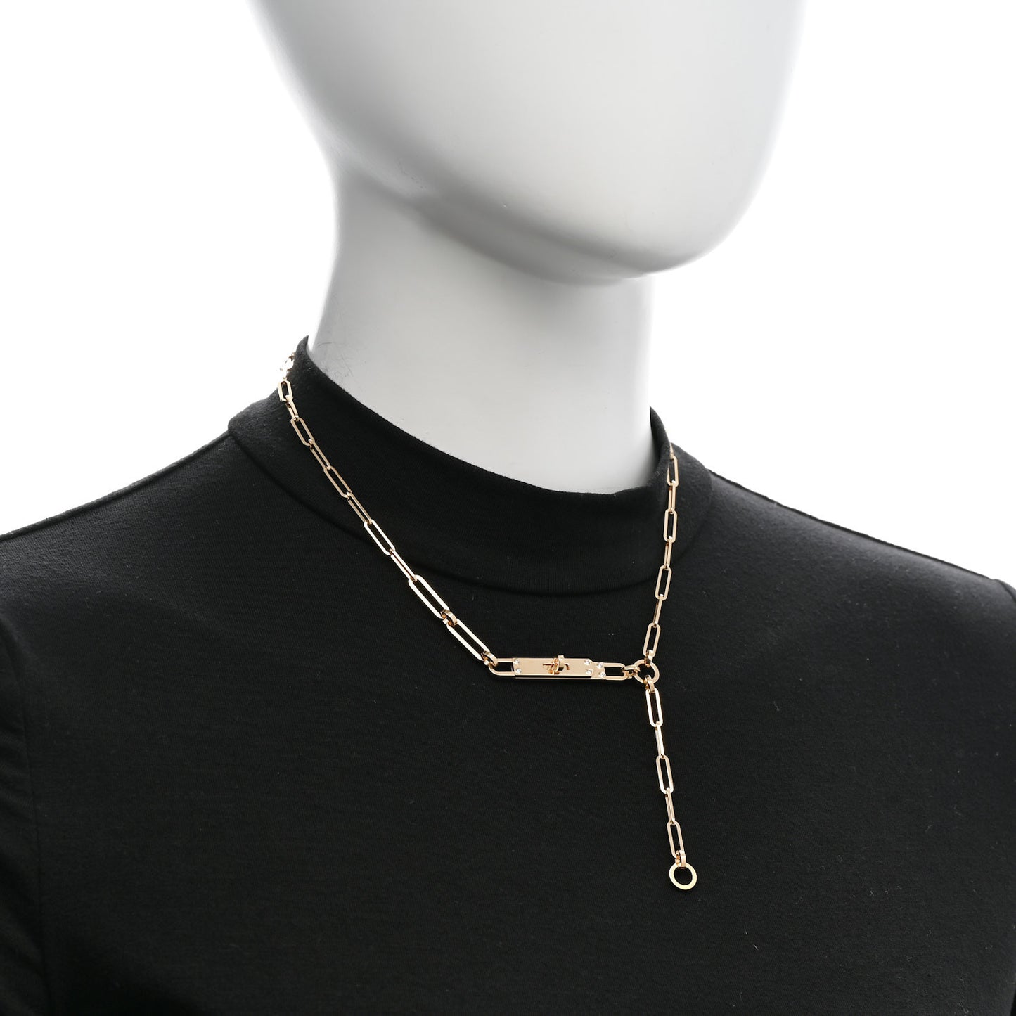 18K Yellow Gold Diamond PM Kelly Chaine Lariat Necklace ST