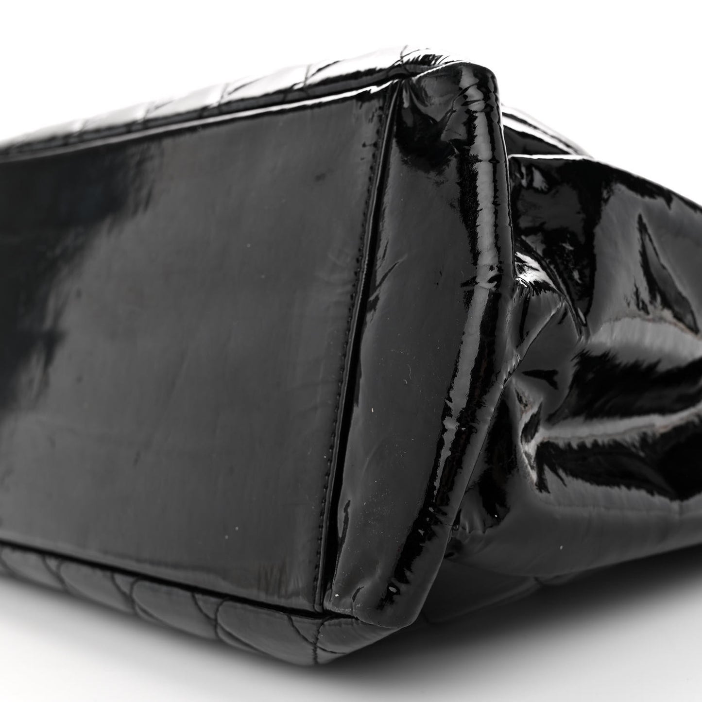 Patent Quilted Grand Shopping Tote GST Black