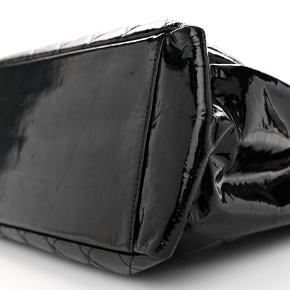 Chanel Patent Quilted Grand Shopping Tote GST Black 10 of 12