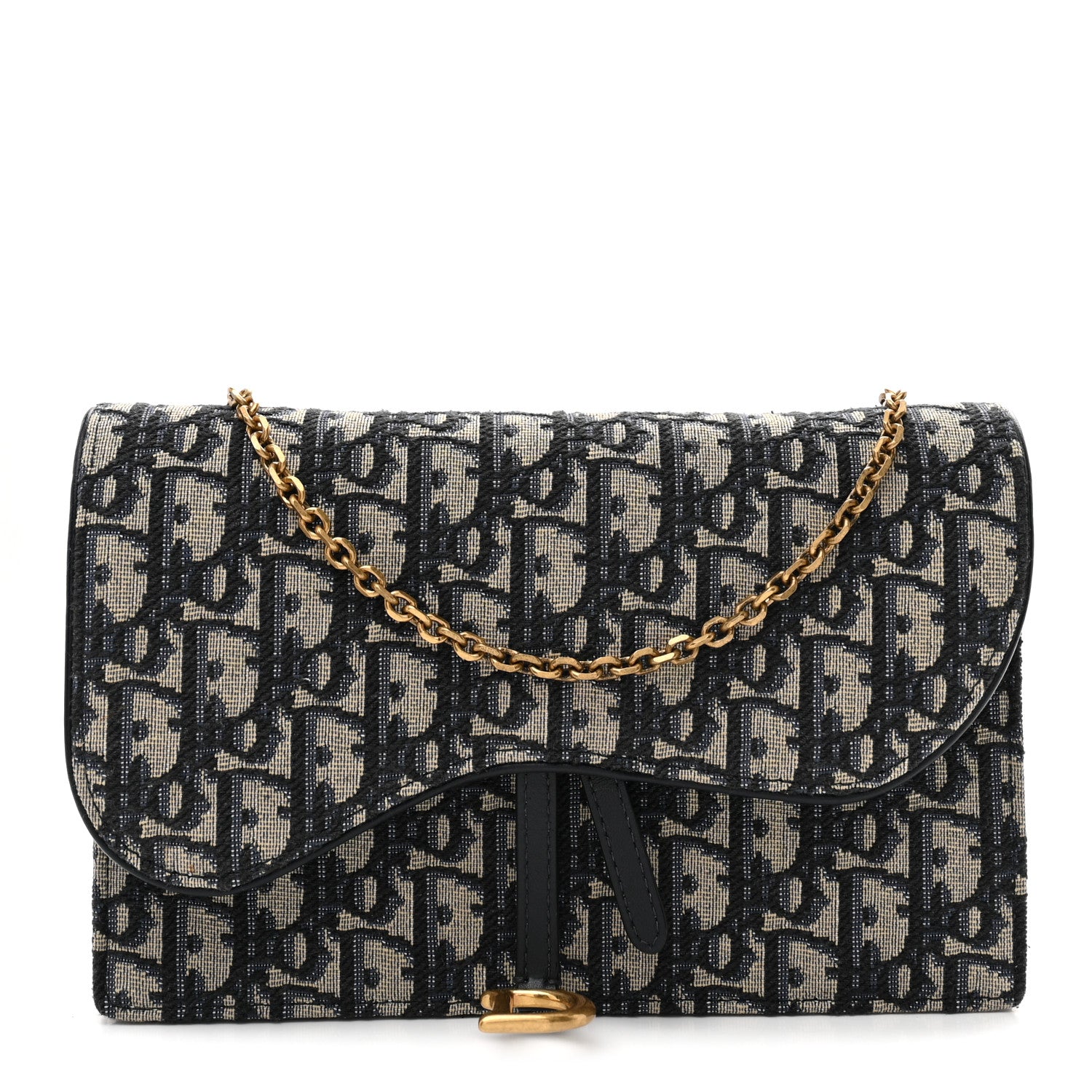 Christian Dior Oblique Saddle Chain Pouch Blue 1 of 11