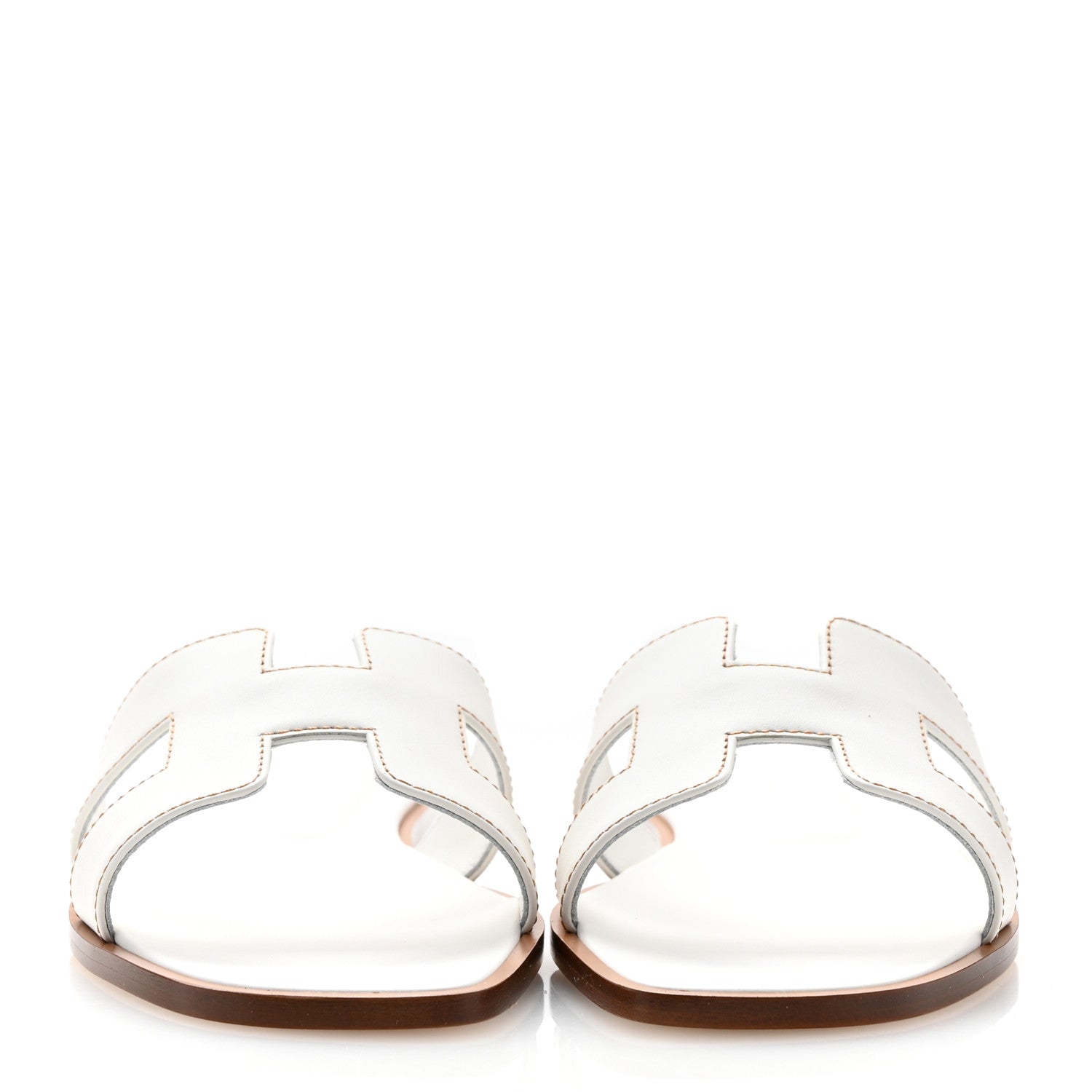Hermes Box Calfskin Oran Sandals 38.5 White 3 of 10