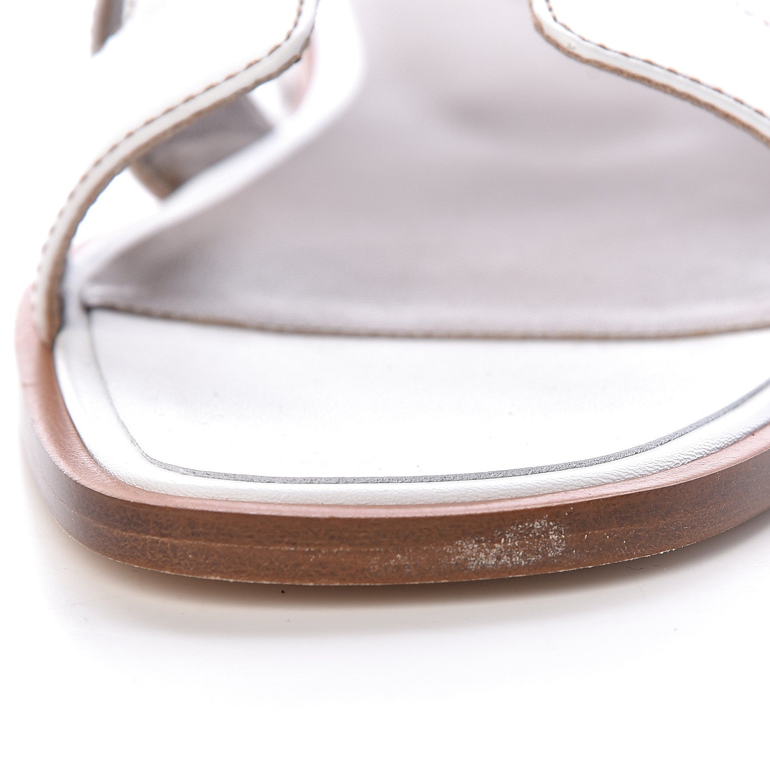 Hermes Box Calfskin Oran Sandals 37.5 White 8 of 9