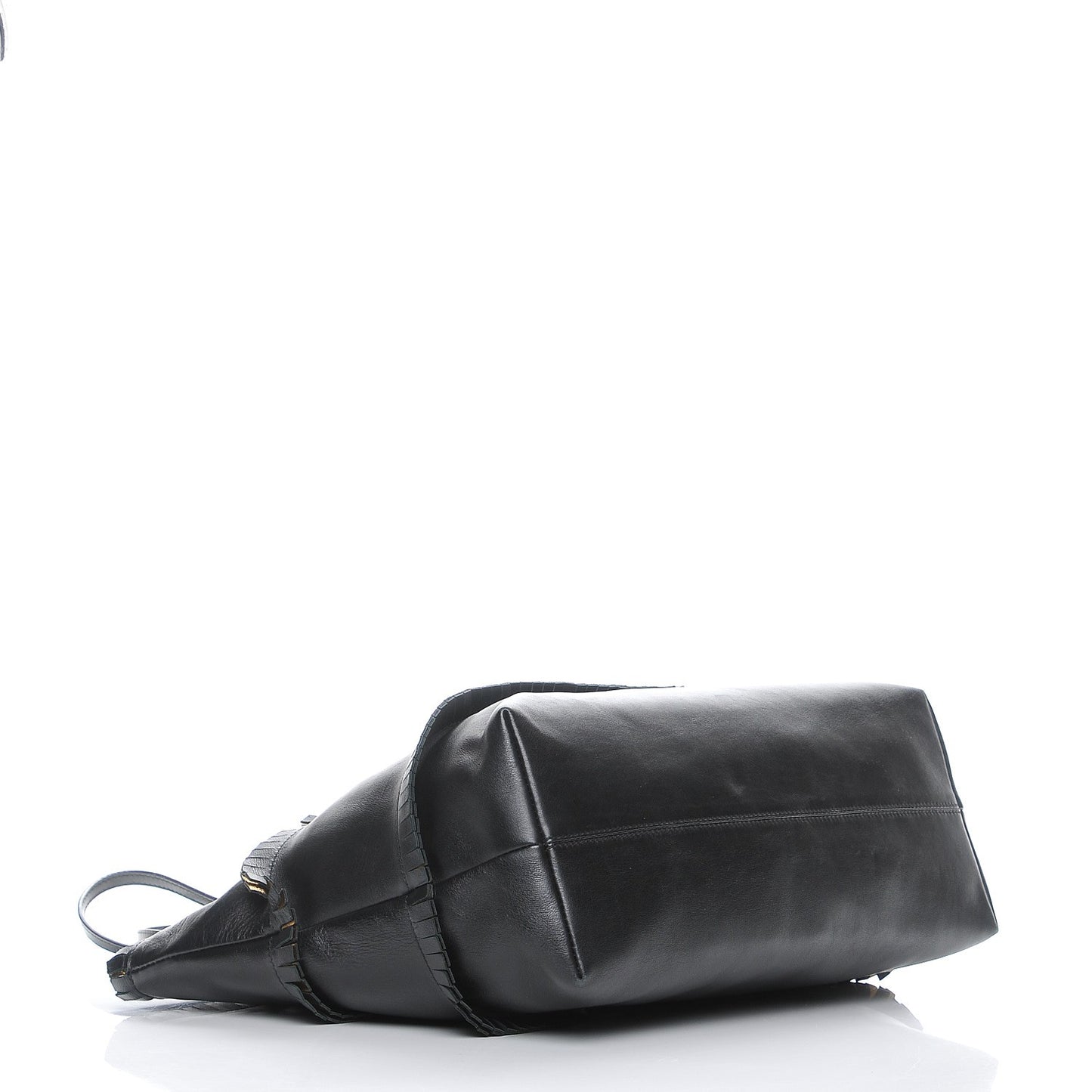 Calfskin Ruffle Roll Tote Black