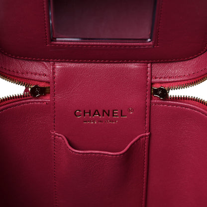 Chanel Caviar Quilted Small Top Handle Vanity Case With Chain Dark Pink 6 of 11