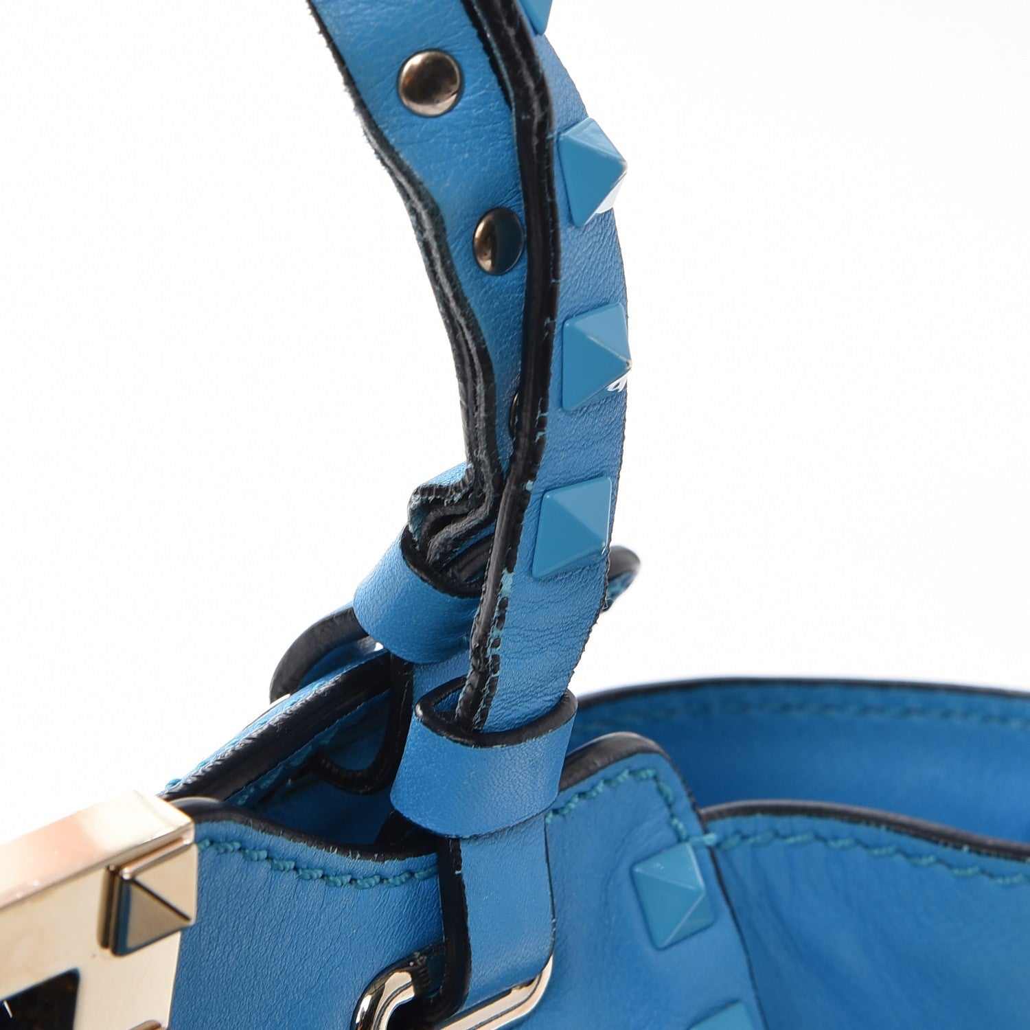 Valentino Garavani Vitello Monochrome Mini Rockstud Tote Parrot 13 of 20