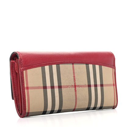 Burberry Calfskin Horseferry Check Porter Continental Wallet Red 3 of 7