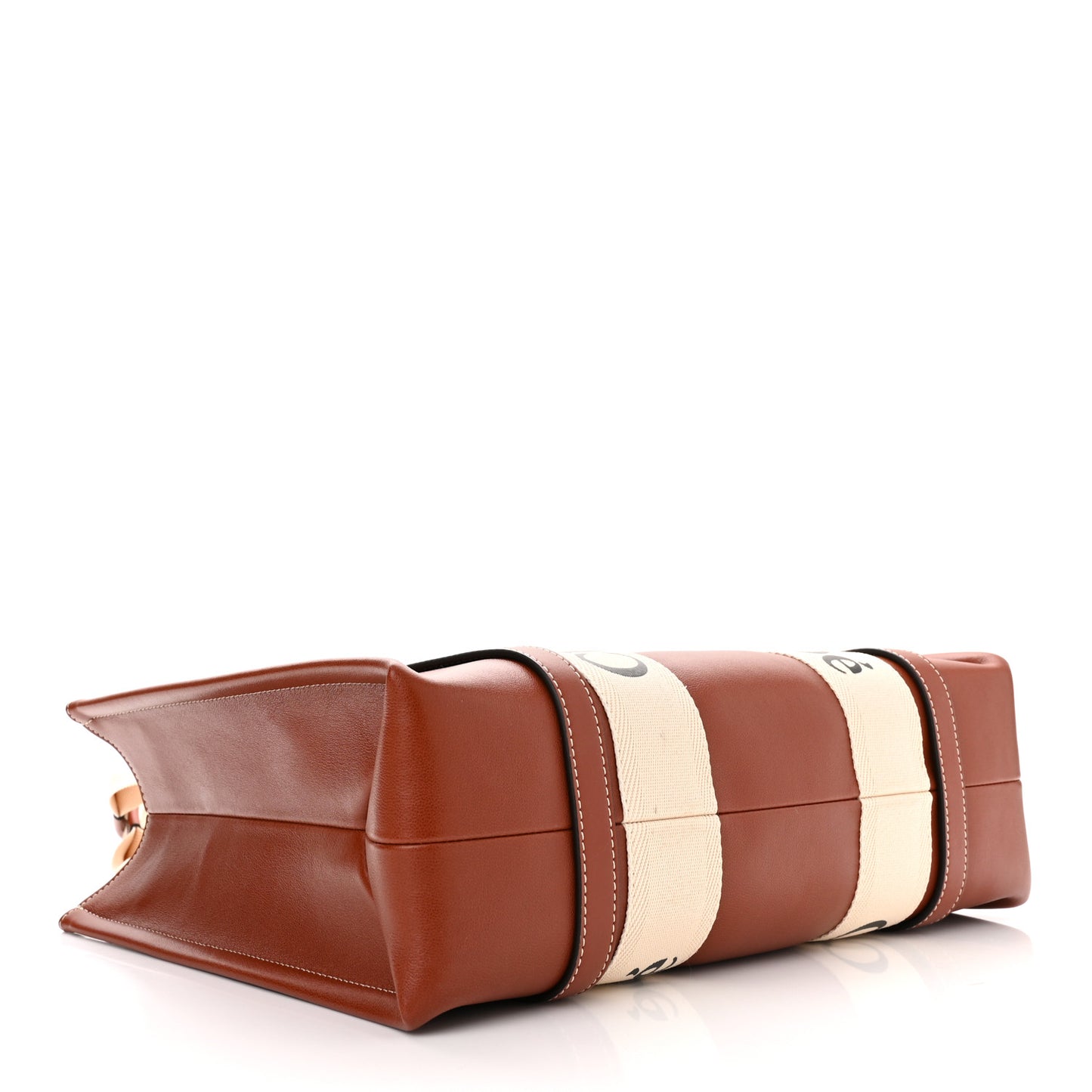 Calfskin Medium Woody Ribbon Tote Sepia Brown