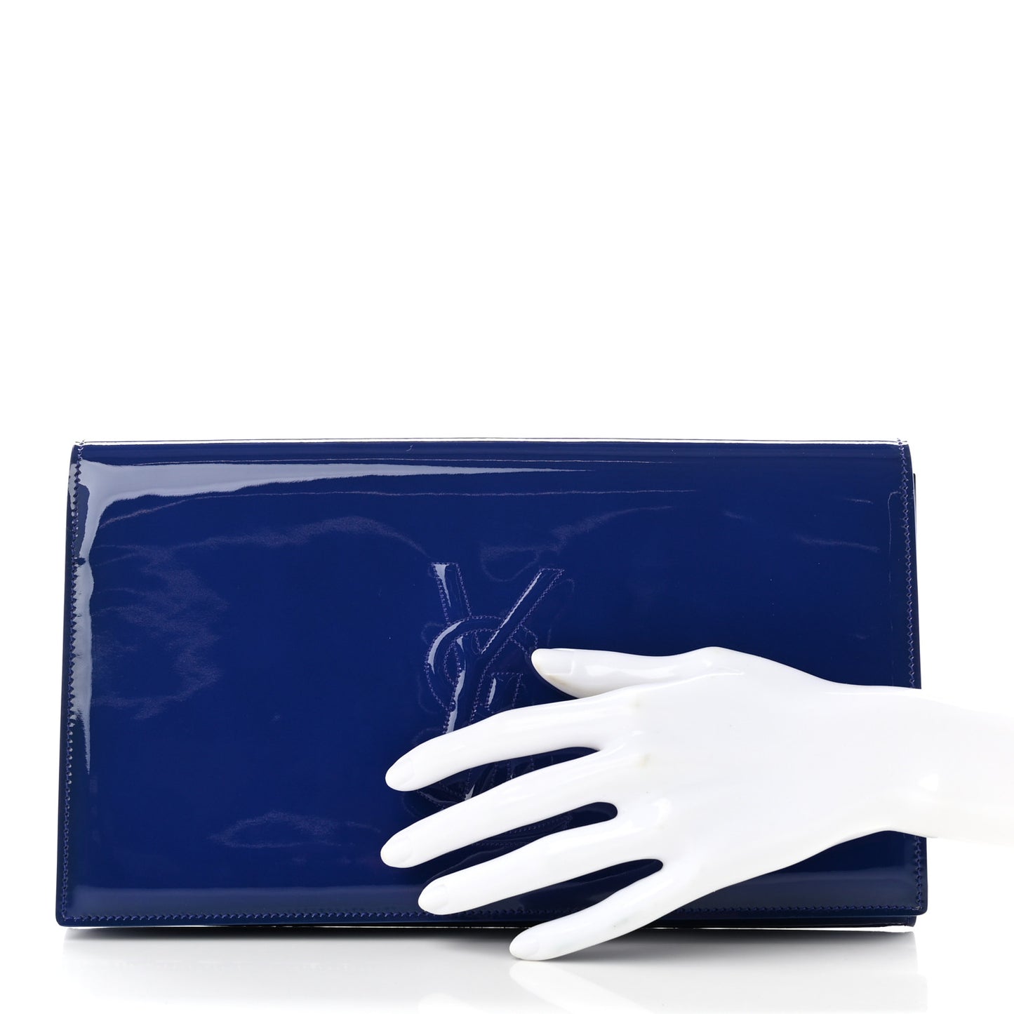 Patent Calfskin Monogram Large Belle De Jour Clutch Royal Blue