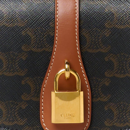 Celine Triomphe Canvas Calfskin Tabou Clutch on Strap Tan 8 of 10