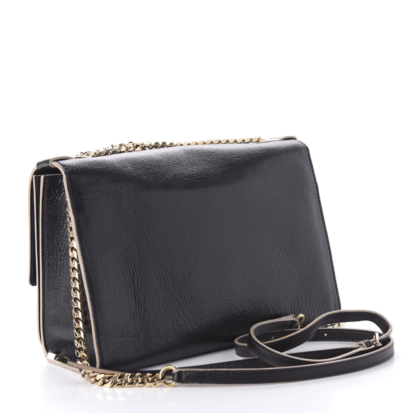 Washed Crinkled Calfskin Rebel Shoulder Bag Black