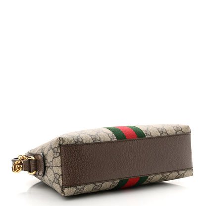 Gucci GG Supreme Monogram Textured Dollar Calfskin Web Small Ophidia Dome Shoulder Bag Beige Ebony New Acero 4 of 11