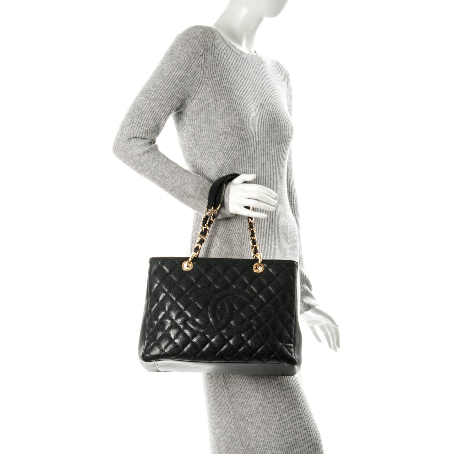 Caviar Quilted Grand Shopping Tote GST Black
