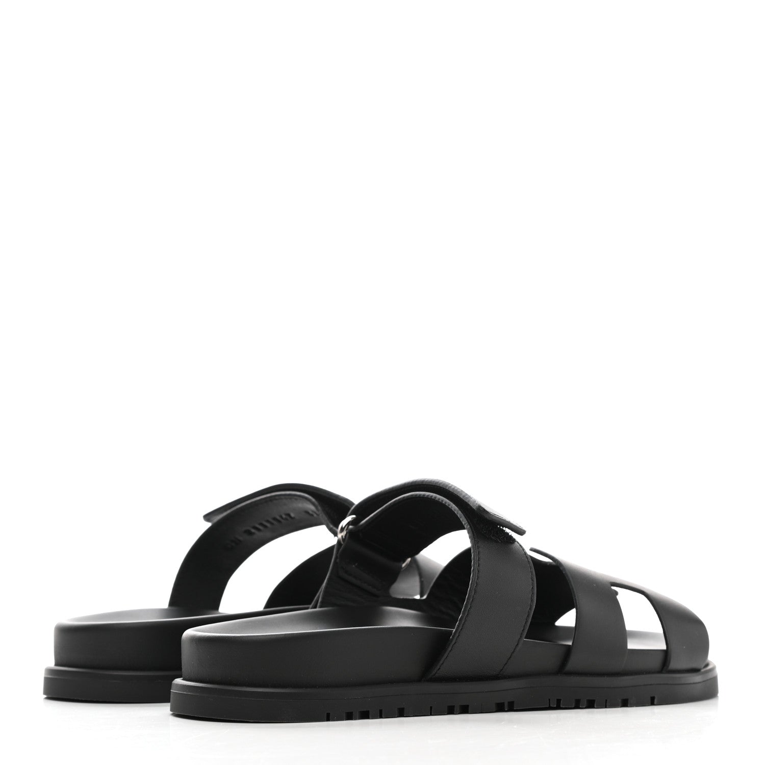 Hermes Calfskin Womens Chypre Sandals 37.5 Black 4 of 8