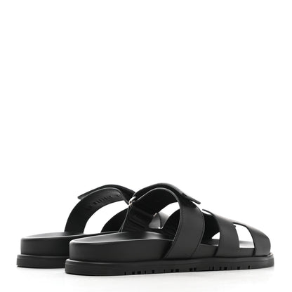 Hermes Calfskin Womens Chypre Sandals 37.5 Black 4 of 8