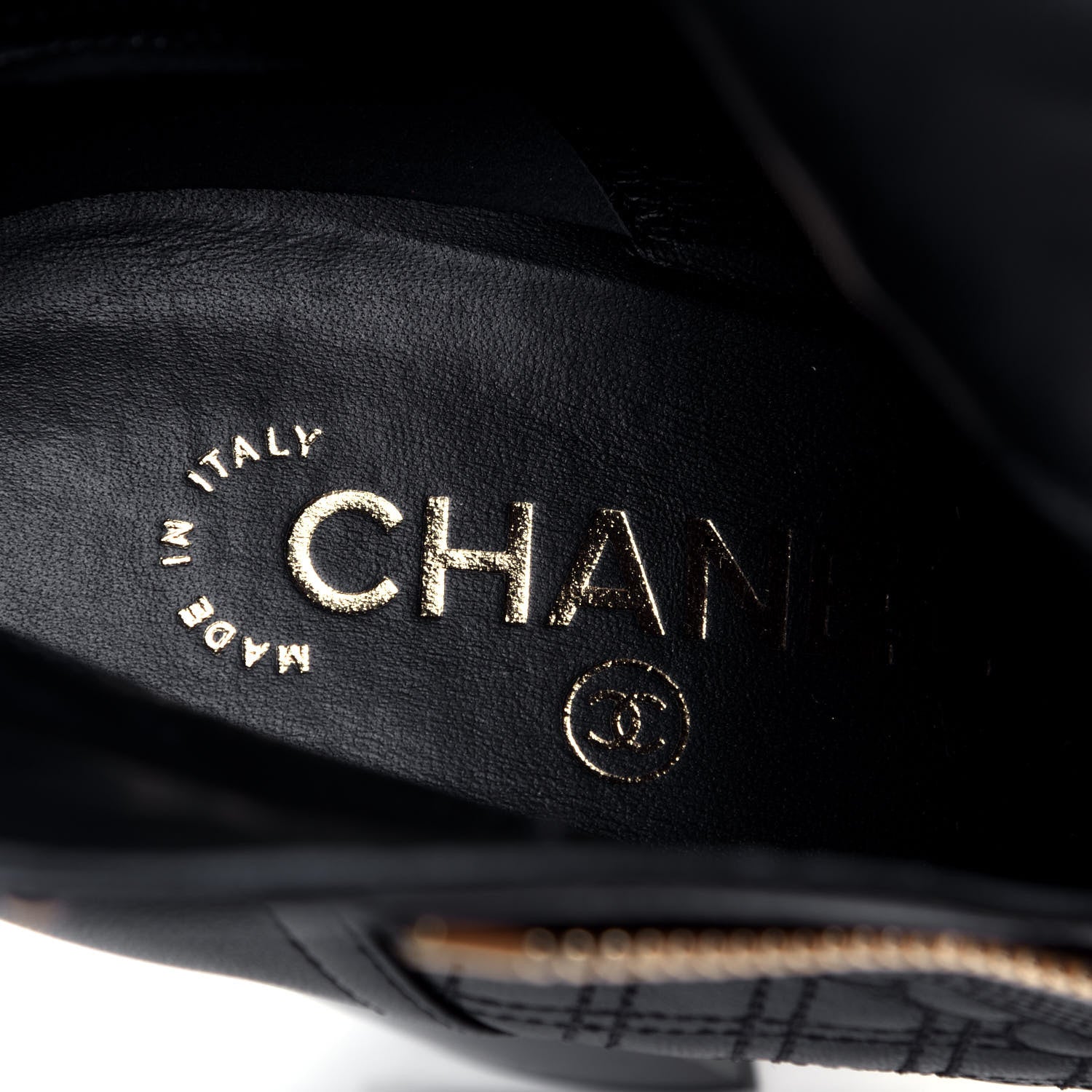 Chanel Lambskin Pearl Qulited CC Cap Toe Short Boot 40 Black 9 of 9