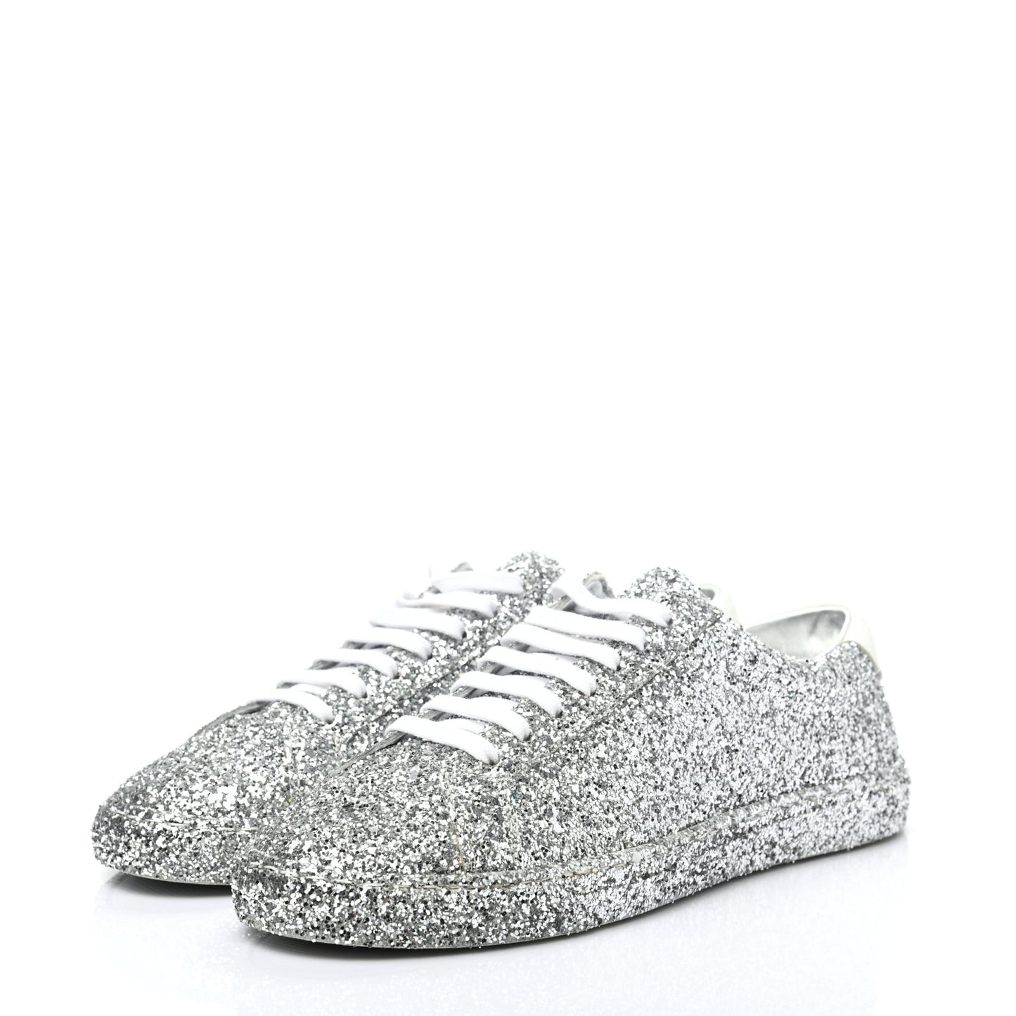 Calfskin Crystal Glitter Andy Sneakers 39 Silver