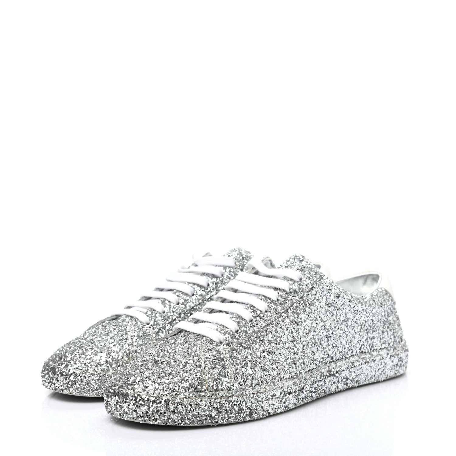 Saint Laurent Calfskin Crystal Glitter Andy Sneakers 39 Silver 5 of 16