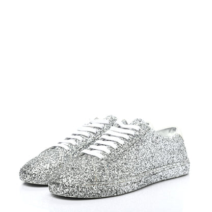 Saint Laurent Calfskin Crystal Glitter Andy Sneakers 39 Silver 5 of 16