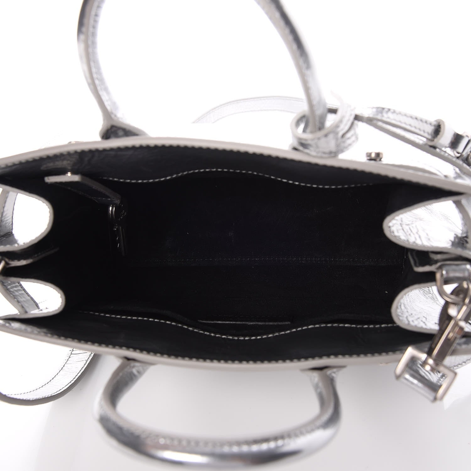 Saint Laurent Metallic Crinkled Calfskin Nano Supple Sac De Jour Silver 5 of 7