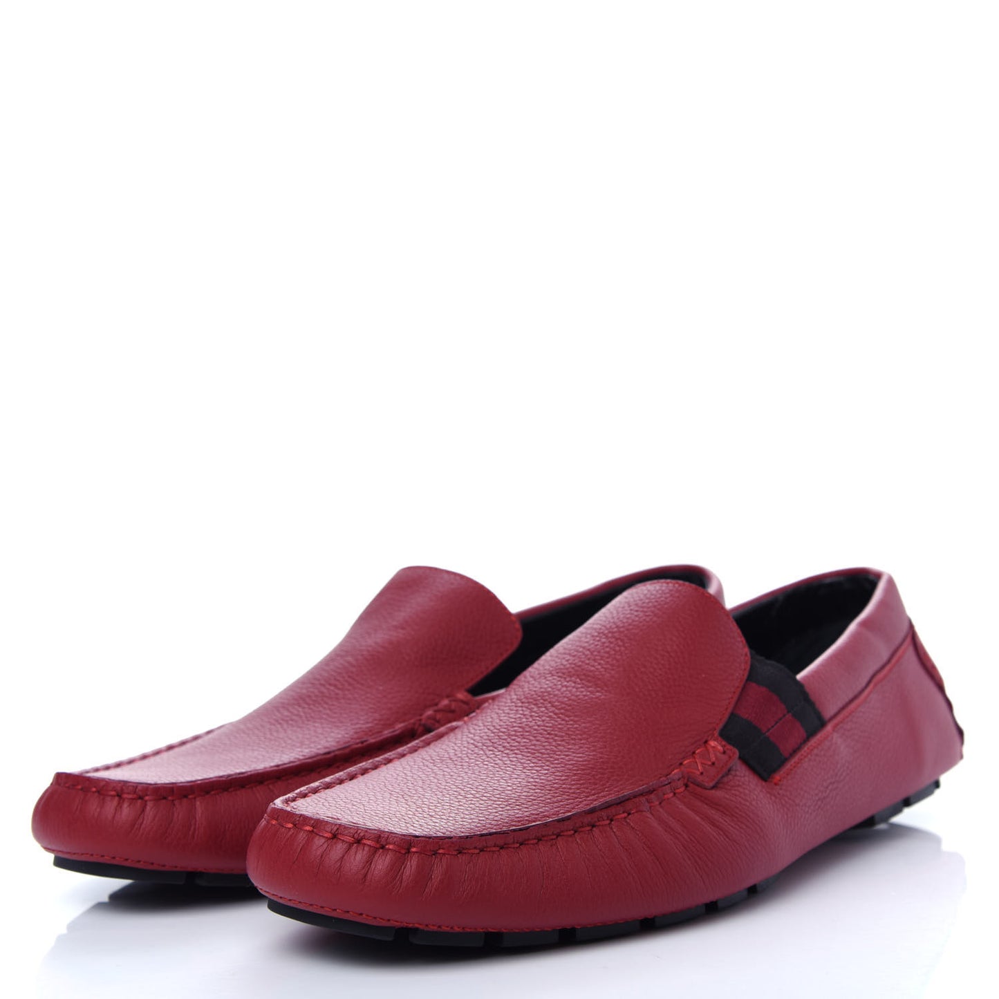 Calfskin Web Mens Driver Loafers 9 Red