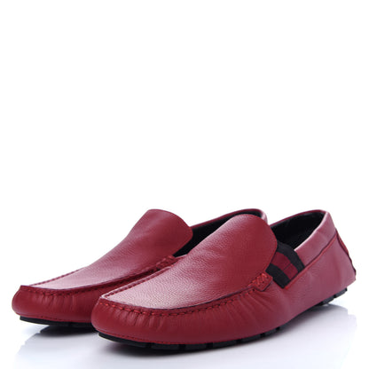 Gucci Calfskin Web Mens Driver Loafers 9 Red 3 of 11