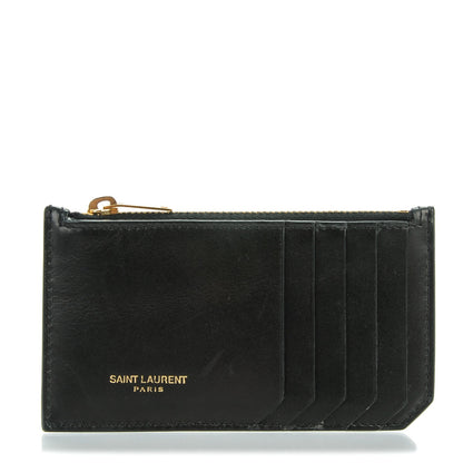 Saint Laurent Calfskin 5 Fragments Zip Pouch Card Holder Black 1 of 7
