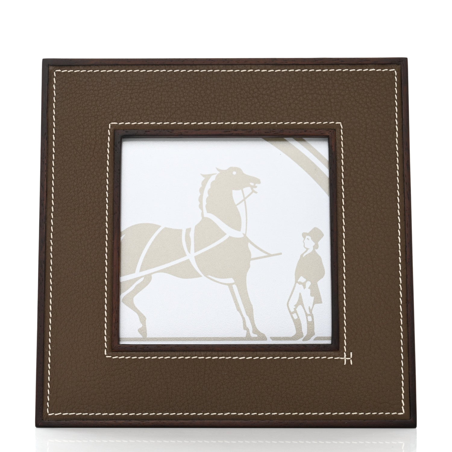 Hermes Mahogany Wood Smooth Taurillon Pleiade Small Picture Frame Ebene 1 of 7