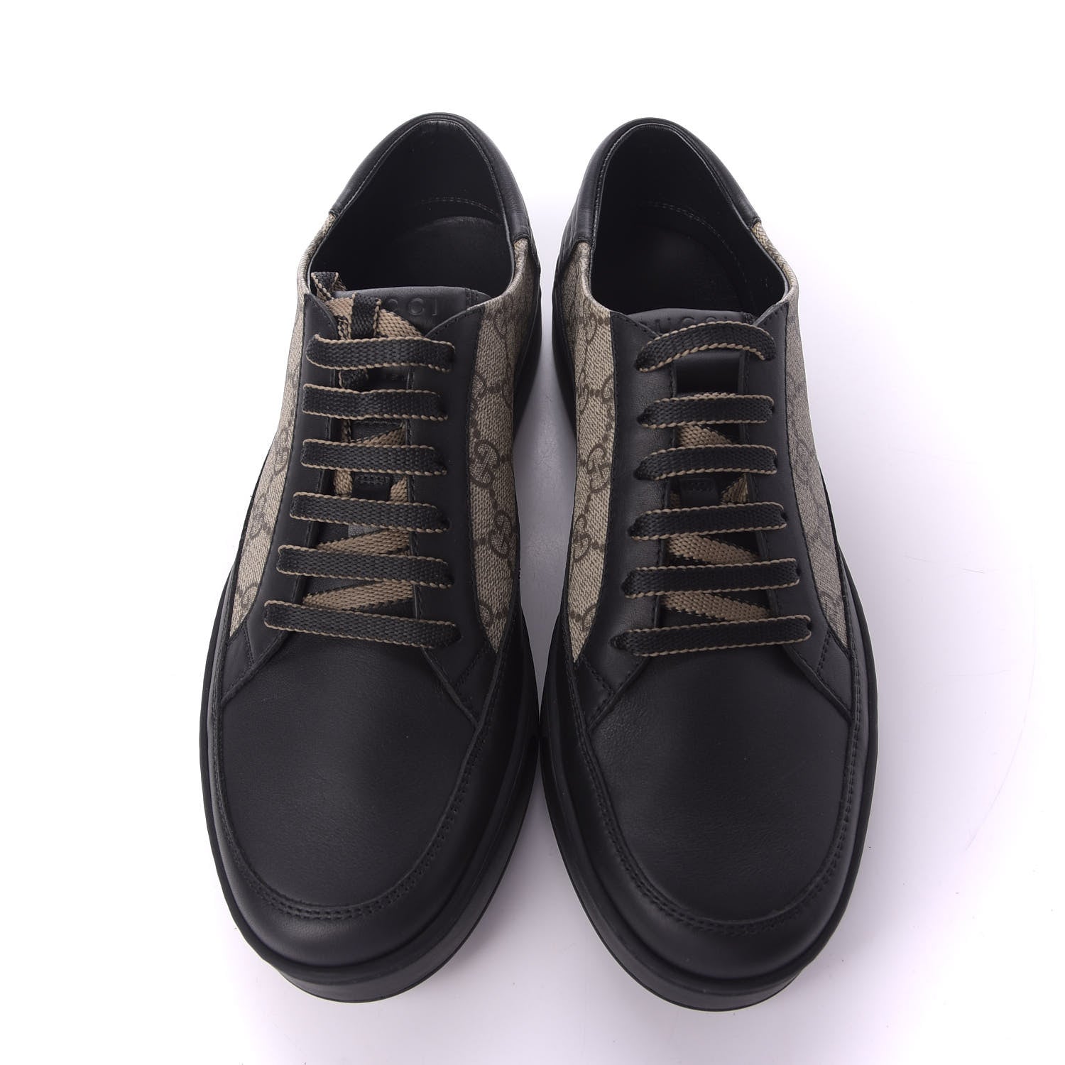 Gucci GG Supreme Monogram Mens Low Top Sneakers 8 Black Beige Ebony 5 of 11