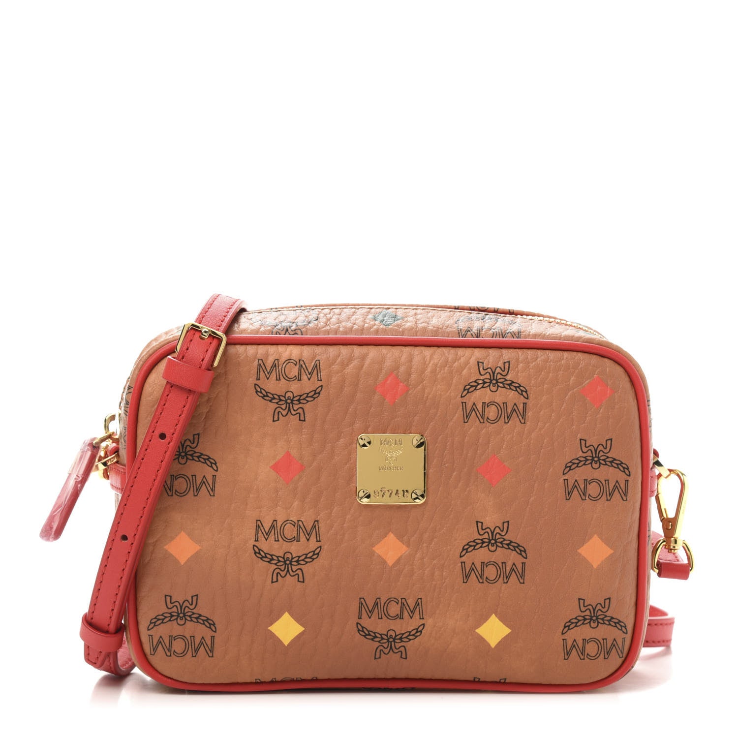 MCM Skyoptic Visetos Spectrum Diamond Camera Bag Cognac Red 1 of 9
