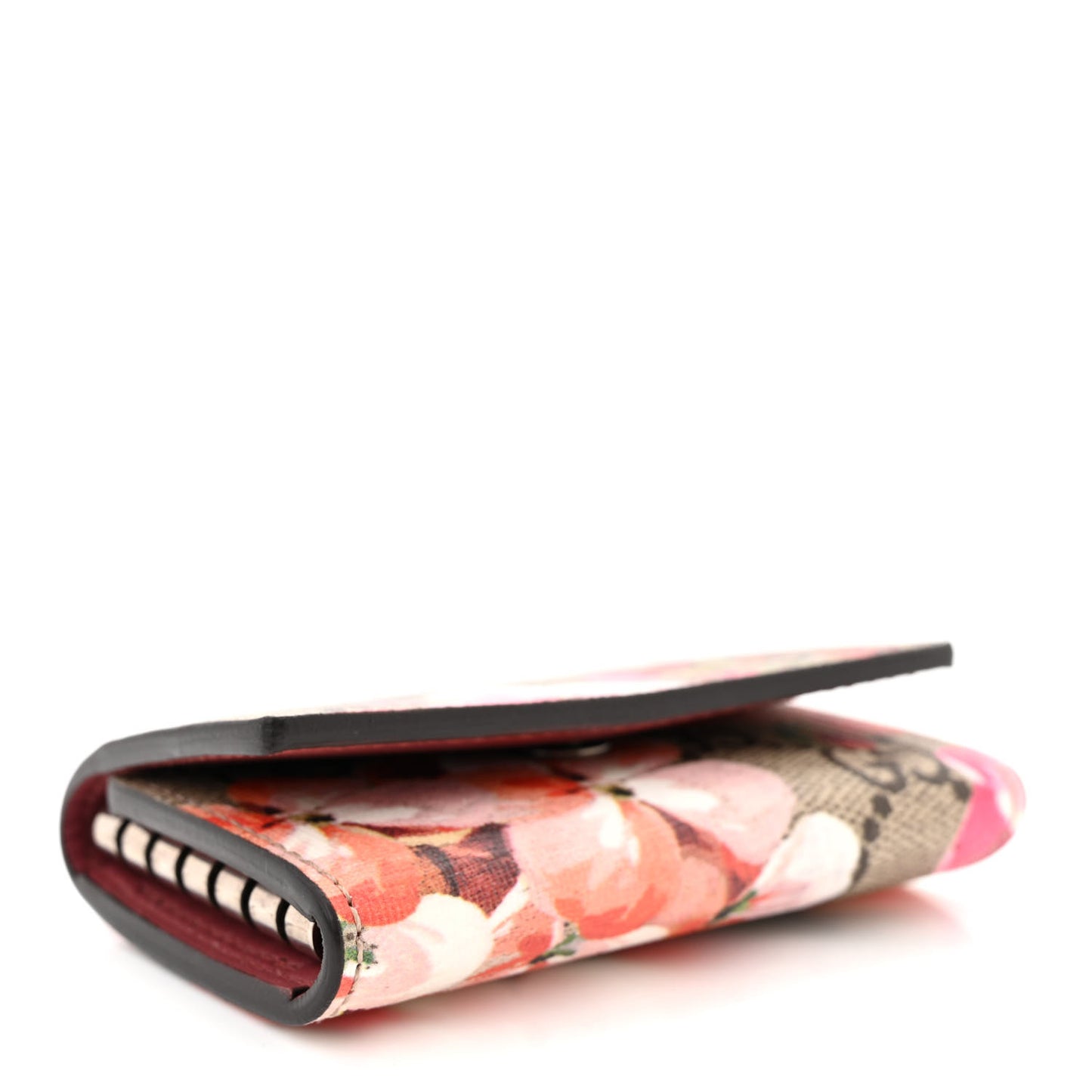 GG Supreme Monogram Blooms 6 Key Holder Case Beige Multicolor Dry Rose