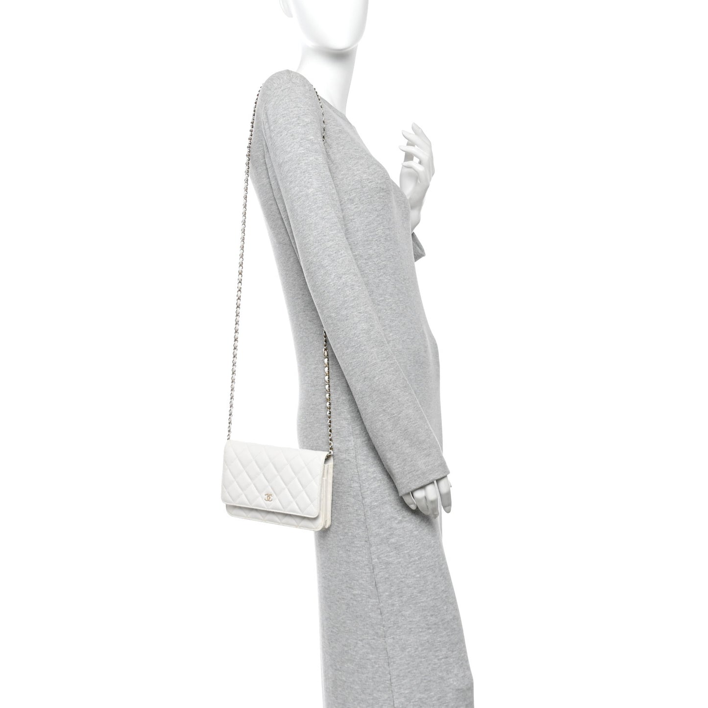 Caviar Quilted Wallet On Chain WOC White