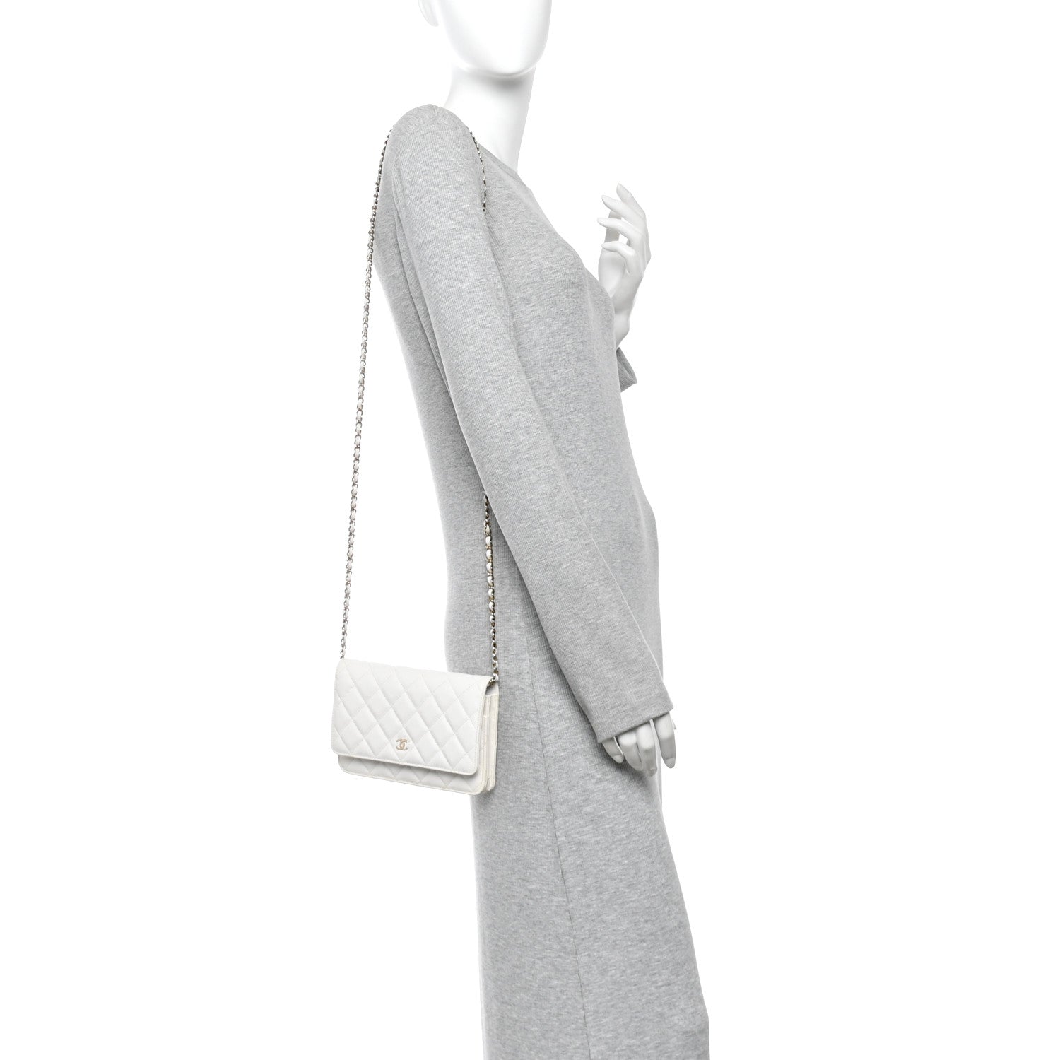 Chanel Caviar Quilted Wallet On Chain WOC White 2 of 12