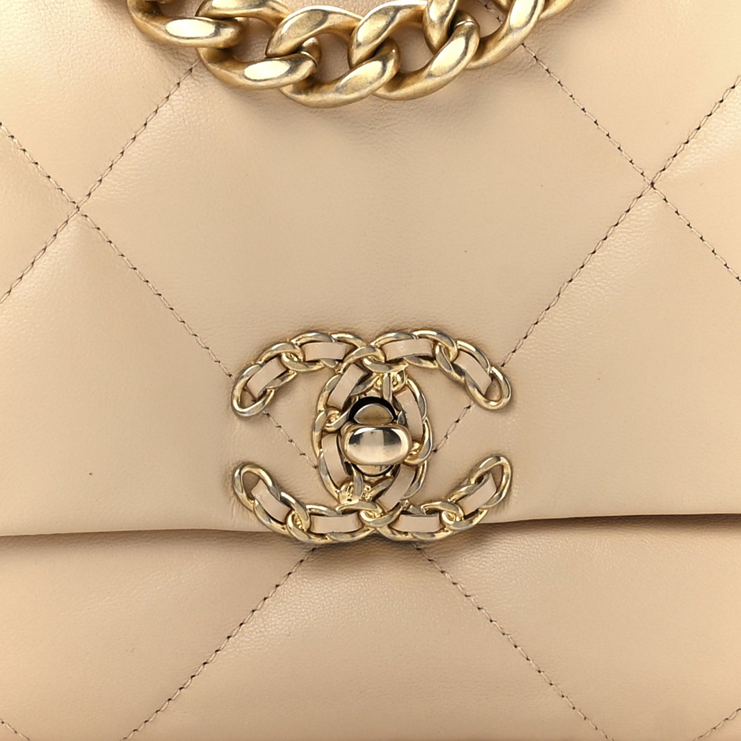 Lambskin Quilted Medium Chanel 19 Flap Light Beige