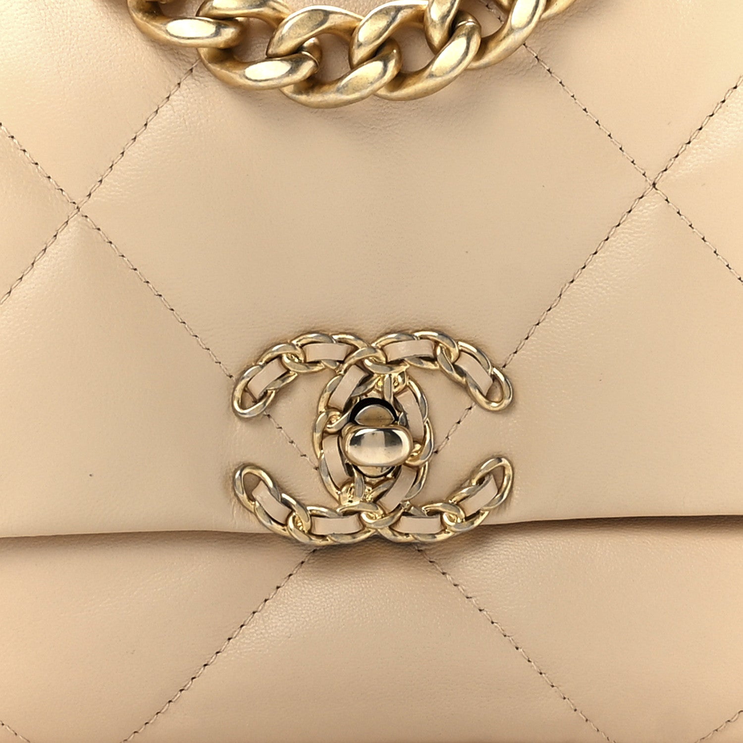 Chanel Lambskin Quilted Medium Chanel 19 Flap Light Beige 7 of 11