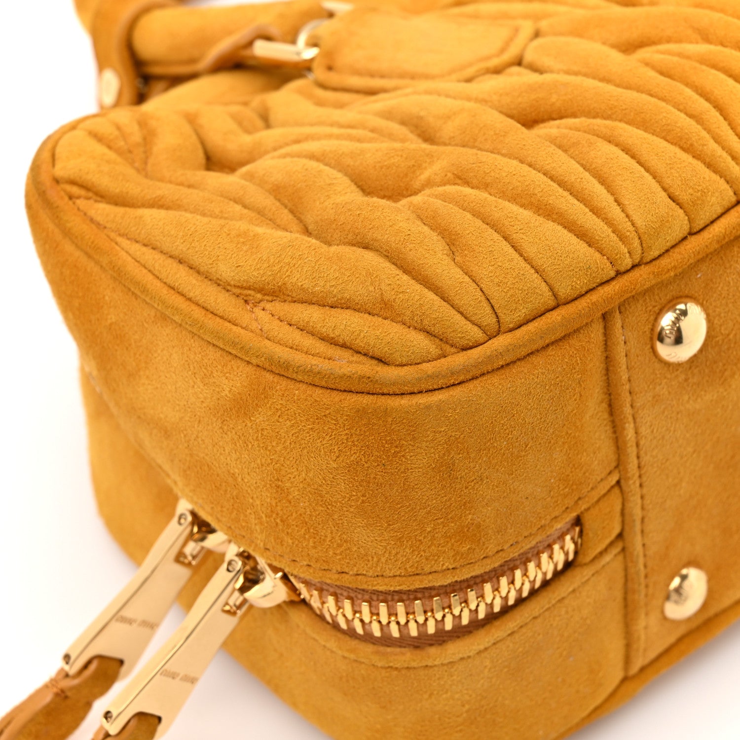 Miu Miu Suede Matelasse Large Arcadie Top Handle Bag Whiskey 11 of 12
