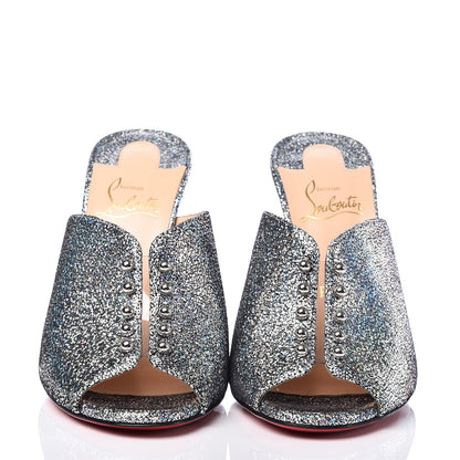 Christian Louboutin Nappa Mica PVC Glitter Predumule 100 Pumps 37.5 Silver 2 of 8