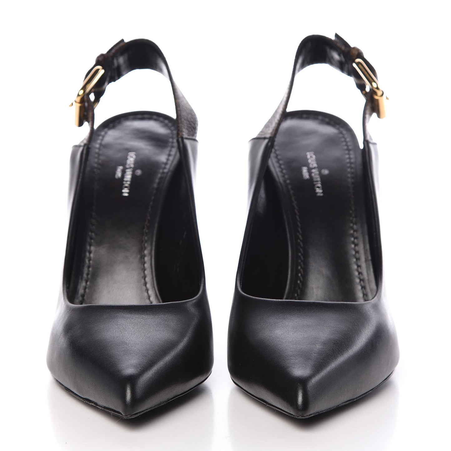 Calfskin Monogram Matchmake Slingback Pumps 37 Black