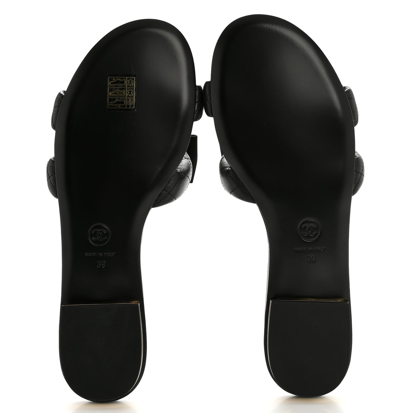 Lambskin Pearl Bow CC Mules 39 Black