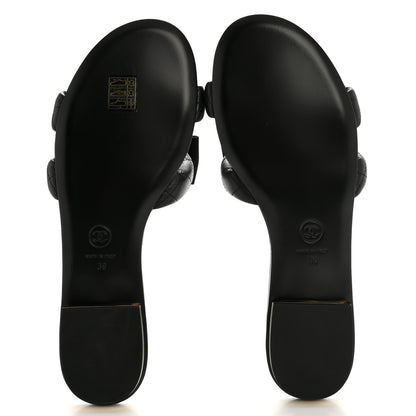 Chanel Lambskin Pearl Bow CC Mules 39 Black 6 of 10