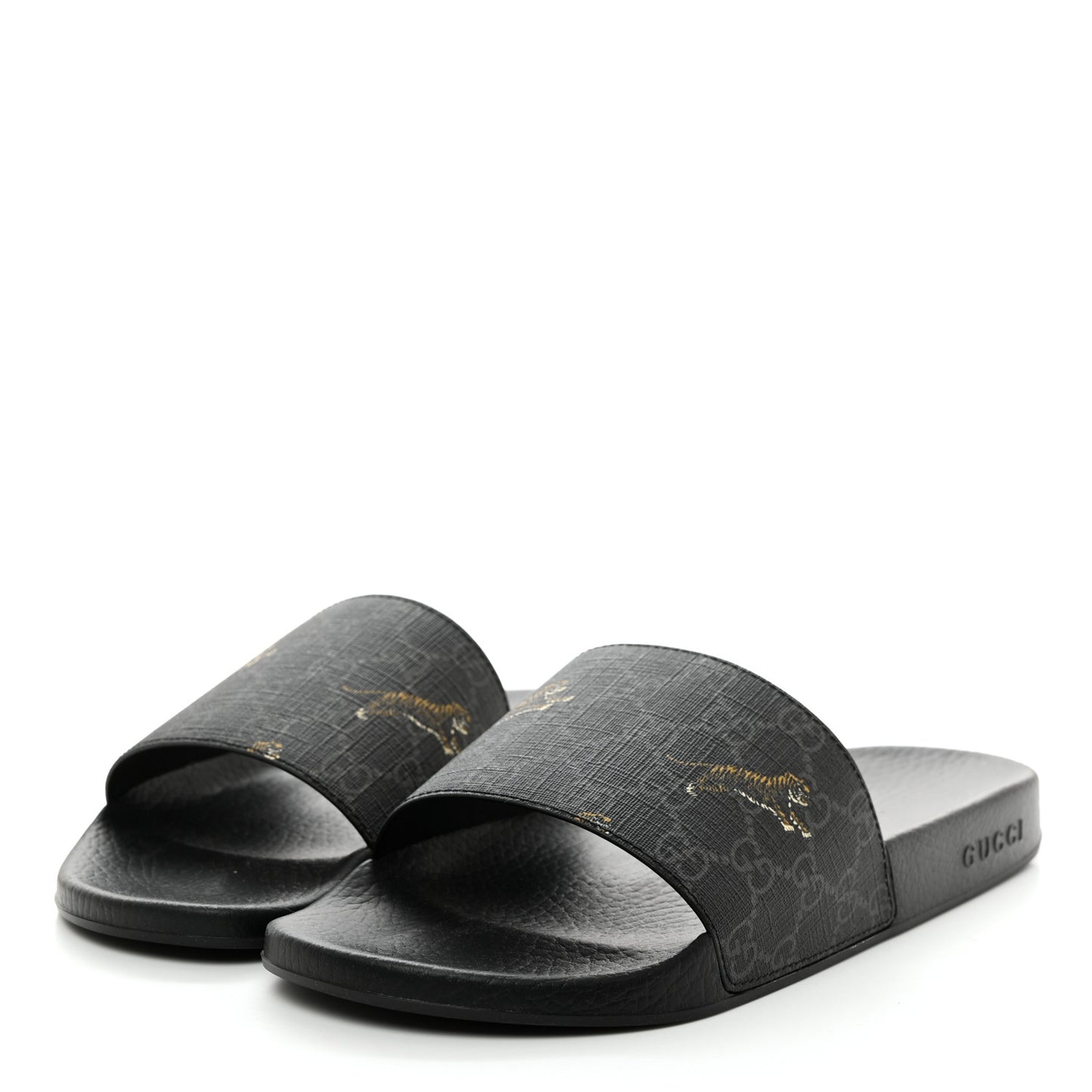 GG Supreme Monogram Tigers Mens Slide Sandals 10 Black Multicolor