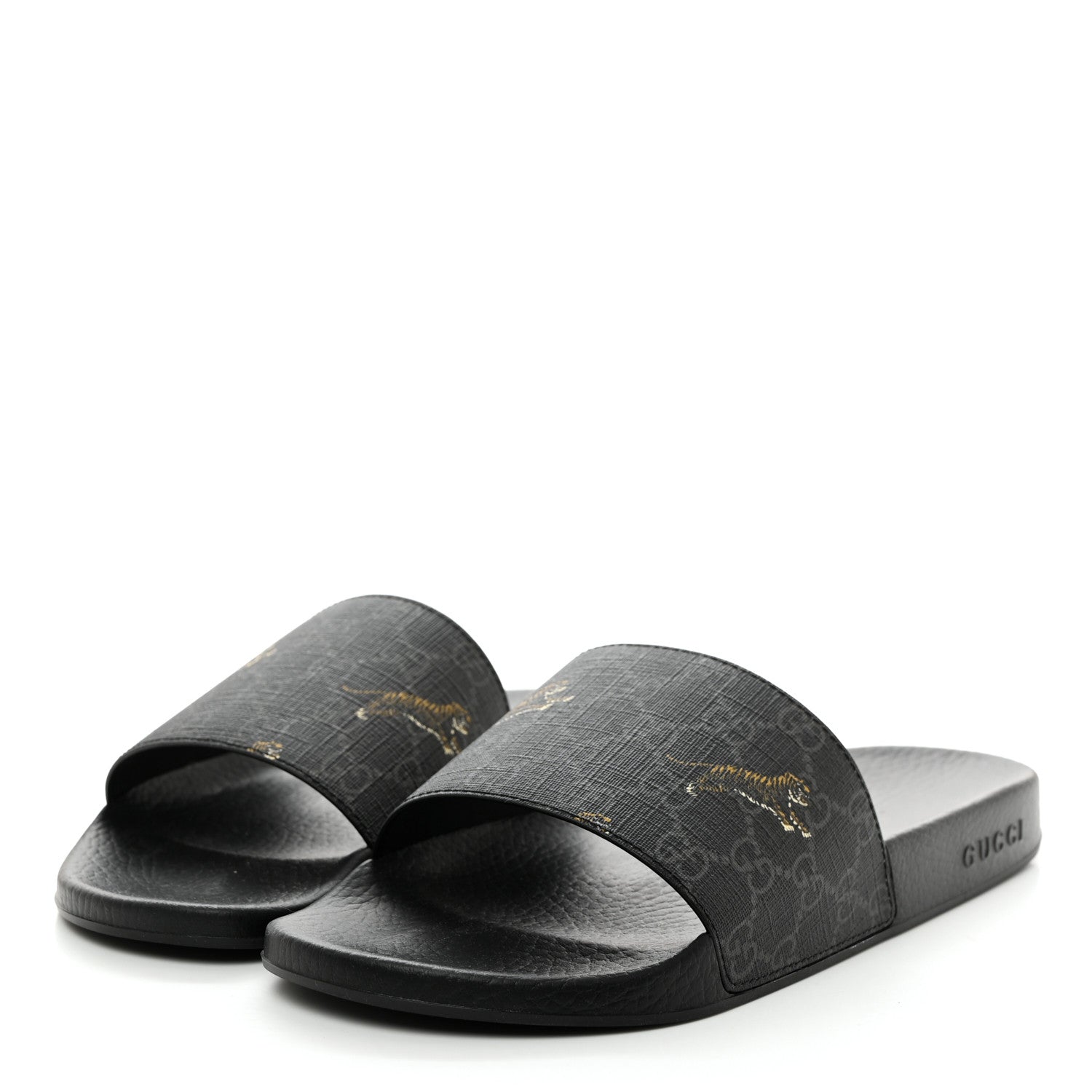 Gucci GG Supreme Monogram Tigers Mens Slide Sandals 10 Black Multicolor 3 of 9