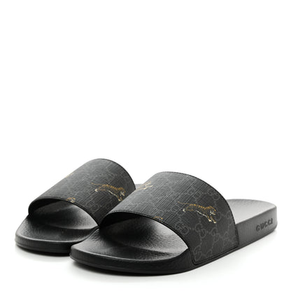 Gucci GG Supreme Monogram Tigers Mens Slide Sandals 10 Black Multicolor 3 of 9